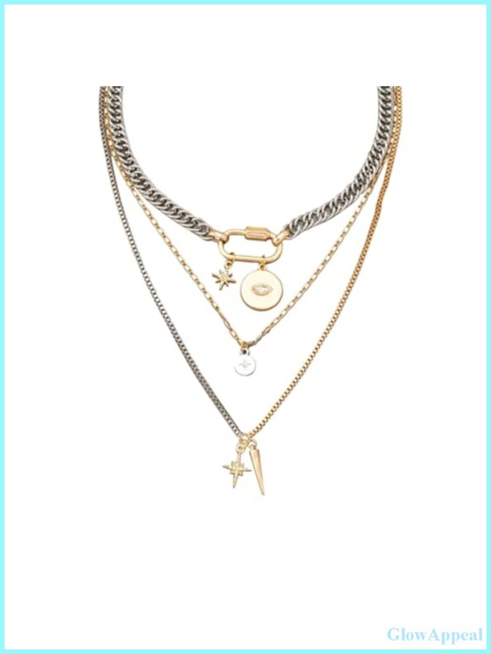 Layered Necklace Set 3 Chains Mixed Metal Adjustable Women's Jewelry